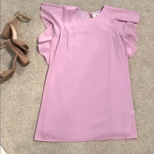 Lilac short ruffle sleeve dress